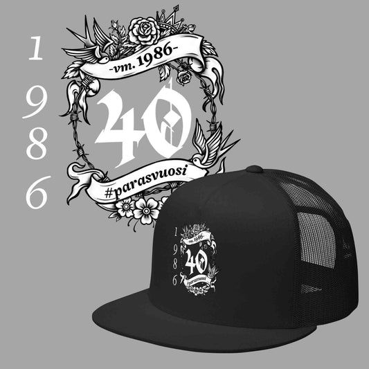 Räväkkä syntymäpäivälahjalippis – näyttävä 40-vuotislahja miehelle tai naiselle