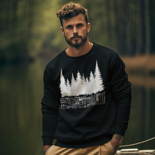 Lämmin luontohenkinen collegepaita naisille ja miehille.