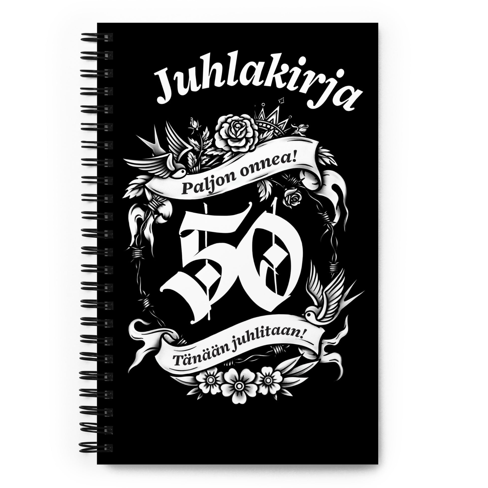 Näyttävät onnittelut - juhlakirja 50-vuotislahjaksi, vieraskirja ja muistokirja syntymäpäiväjuhliin